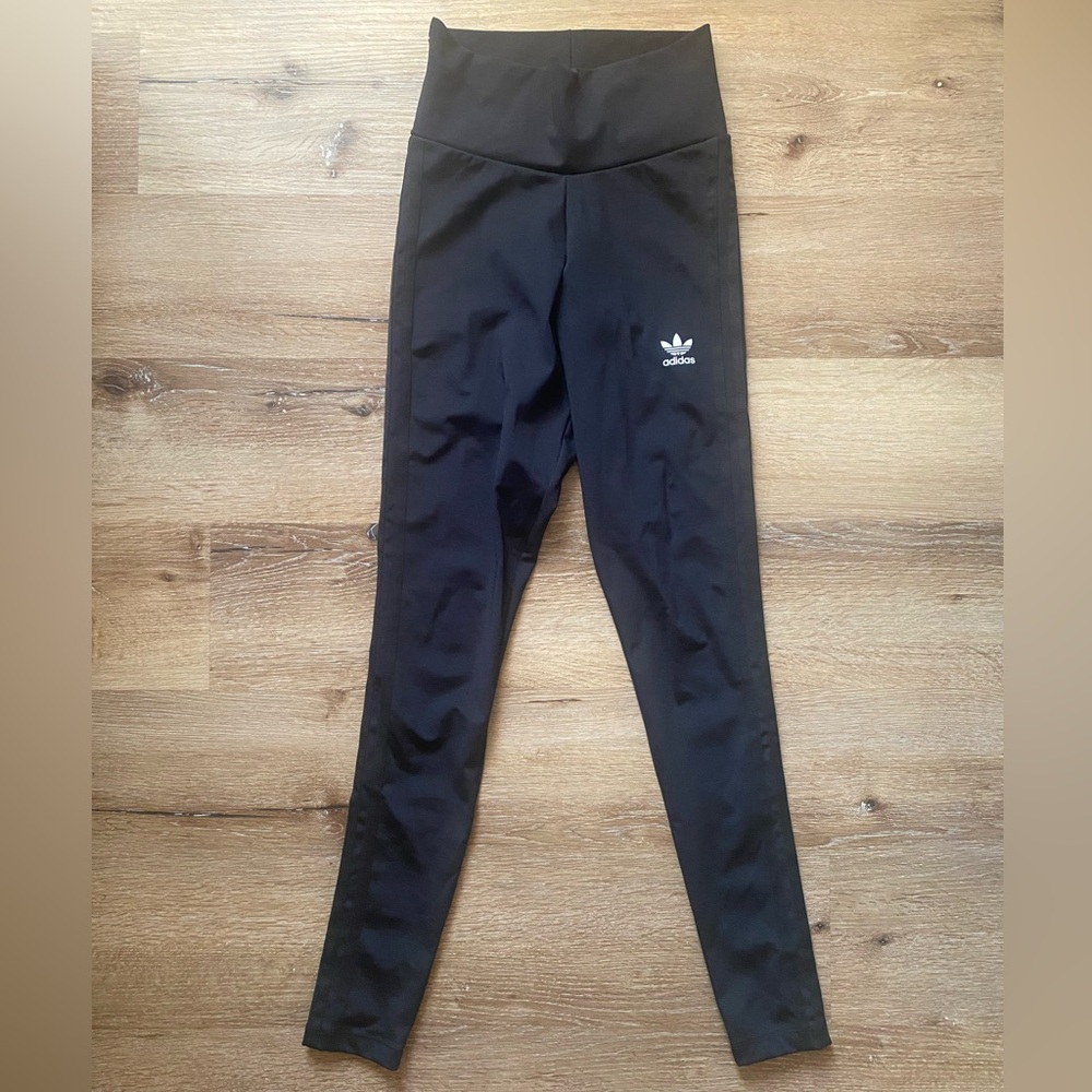 Adidas Originals Athletic High Rise Full Length Leggings with Logo in Black